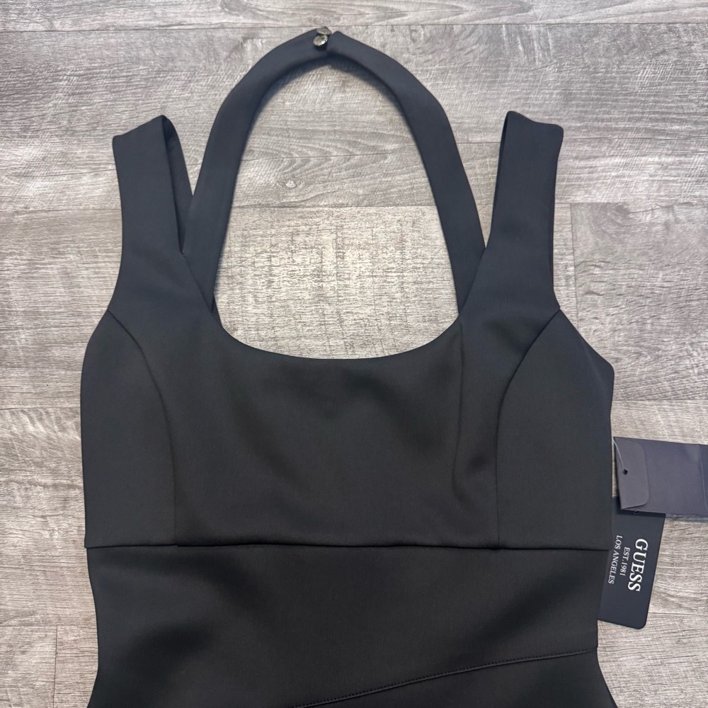 NWT Guess "Pheobe" Caged Scuba Bodycon Black Mini Halter Dress Sz. 6 - Picture 3 of 8